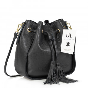 Geanta dama de umar din piele naturala, stil bucket, DiAmanti Ottavia Grigio Scuro